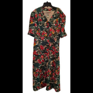 Markwald Green White Floral Retro Shirt Dress Original Belt EUC EU 44 US 12‎
